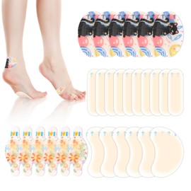 Gosknor 28pcs Gel Bandages, 4 Styles Gel Cushions Bandages for Heels Rectangle Cat Flower Moon Shape Cushions Pad Protection for Heel Toe Foot