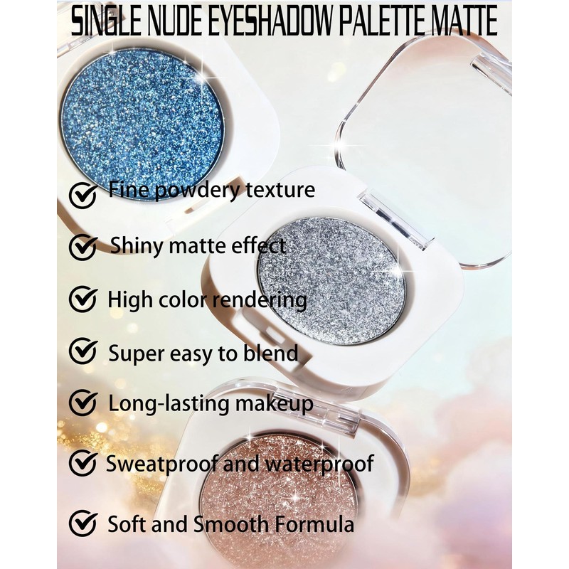 Single Nude Eyeshadow Palette Matte Dark Brown,Smooth Velvet Pressed Powder