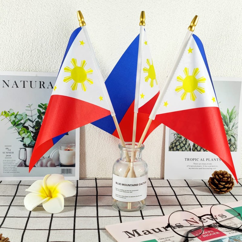 Newperlite Philippines Stick Flag Filipino Small Mini Hand Held Flags