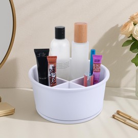 LYNG Rotating Makeup Organizer, Cosmetic Organizer With Gripped Insert, Skincare Organizers For Vanity Bathroom Countertop, Ideal For Perfume Makeup Brushes Nail Polish White