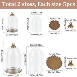 SUNNYCLUE 10Pcs Glass Bottle Charms Mini Glasses Vial Charms Clear Antique Bronze Class Cloche Terrarium Display Bell Jar Bottles Case Charm for Jewelry Making Charms Necklace Women Findings Supply