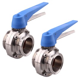 DERNORD 2 Pack Butterfly Valve with Blue Trigger Handle Stainless Steel 304 Tri Clamp Clover (2 inch Tri Clamp Butterfly Valve)