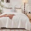 Catesgoo Twin Comforter Set Cream White, 2 Pieces Seersucker Bed