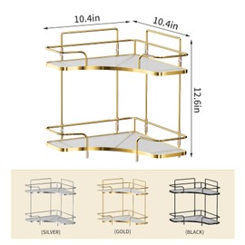 Seoneiro 2 Tier Corner Bathroom Counter Organizer, Cosmetic Skincare Organizer, Bathroom Countertop Perfume Tray Vanity Organizer, Kitchen Spice Corner Storage Shelf