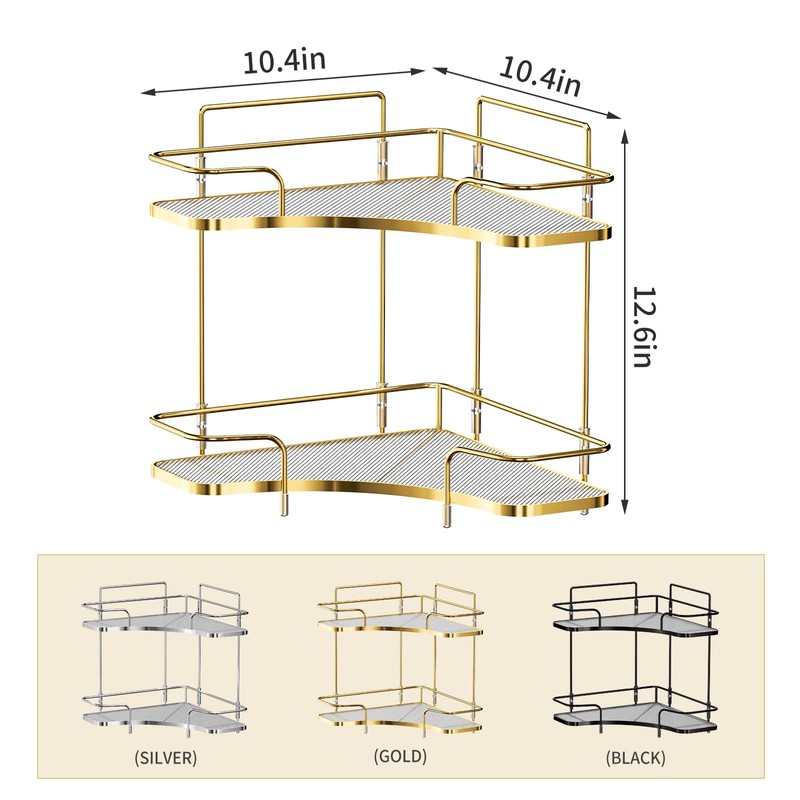 Seoneiro 2 Tier Corner Bathroom Counter Organizer, Cosmetic Skincare Organizer,