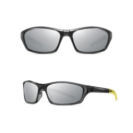 TICHSYGIA Polarized Wrap Around Sunglasses For Men - Lightweight Cycling Sports for Fishing Glasses UV Protection, Brilliant Grey Frame/Grey Lens