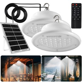 ABZXT Solar Pendant Light Shed Light Lighting Day and Night Auto Dusk to Dawn Solar Light Indoor and Outdoor with Remote Controlfor for Barn, Patio, Garden, Yard, Gazebo,Chicken Coop, Tent (2 Lights)