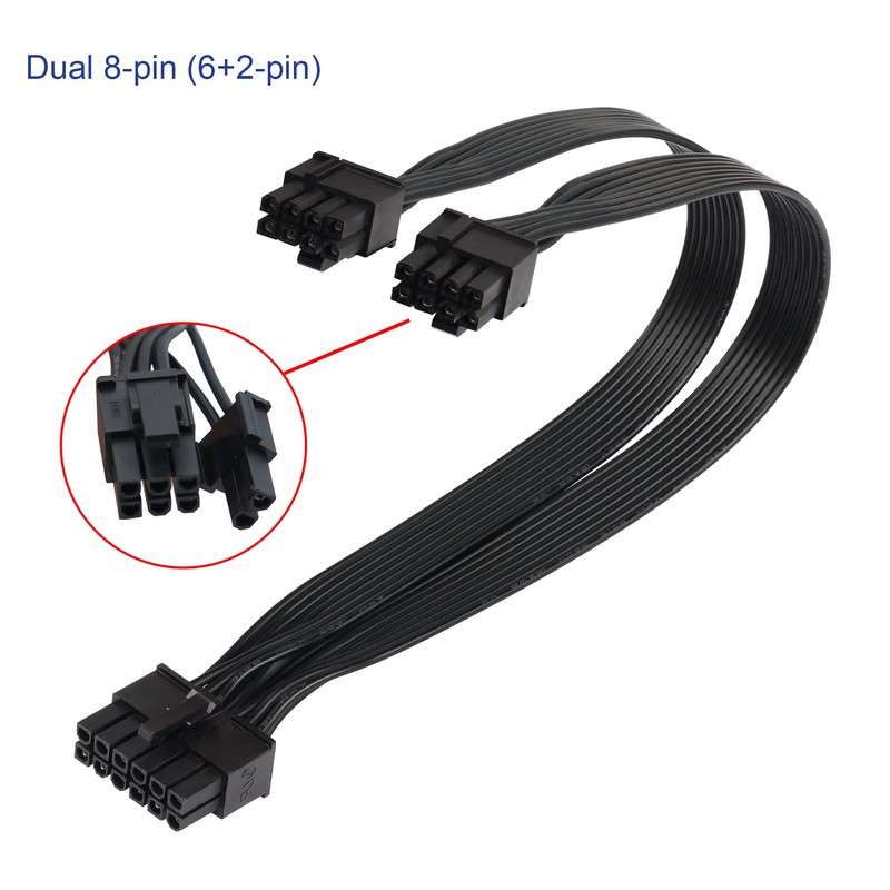 QIANRENON 32cm PCI-E 12-pin to Dual 8-pin (6+2pin) Graphics Card