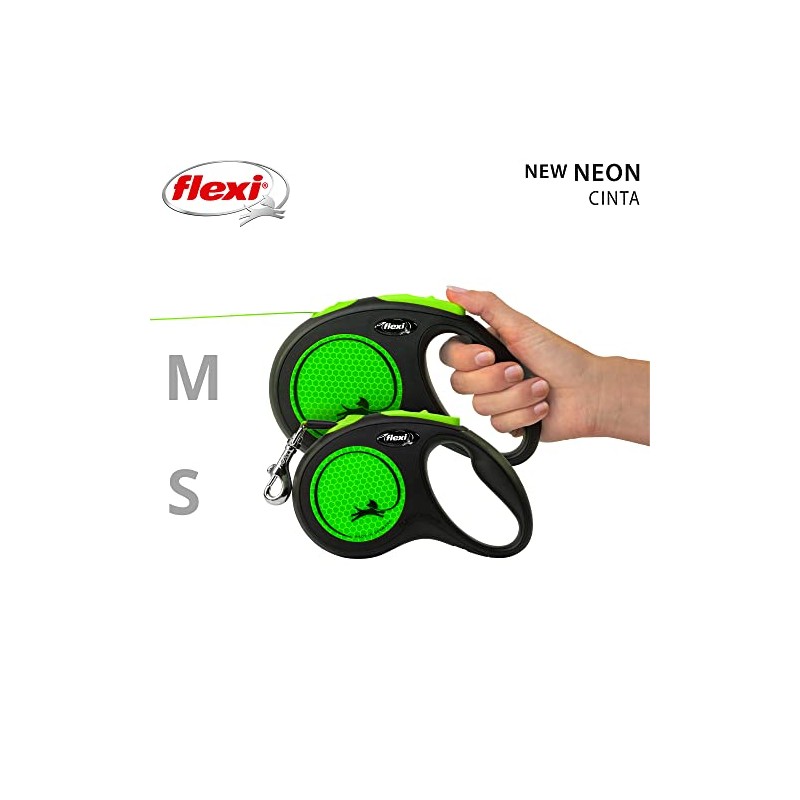 Flexi Correa Neon Verde Mediana De Cinta 5M