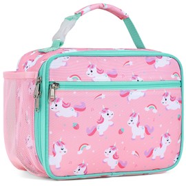 Bagseri Lunch Bag for Girls - Kids Lunch Box for Girls Reusable Leak-Proof and Insulated Kids Lunch Bag Toddler Lunch Box for Daycare and School, Pink Cute Unicorn (Water Bottle Not Included)