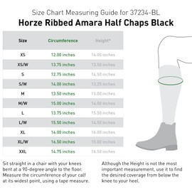 HORZE Amara Adult Equestrian Half Chaps | Synthetic Leather Zip-Up Pair | Accurate Size Chart in Images - Black - XXS