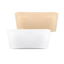 Phennie's Girls Strapless Bandeau Bra Training Bras Wireless Light Padded Bralette, White+nude, One Size