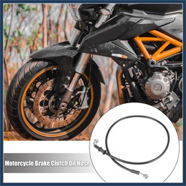 INFINAUTO Universal 90cm 35.43" Motorcycle Brake Clutch Oil Hose Line Pipe Hydraulic Reinforced Stainless Steel Braided Black Stylish Design