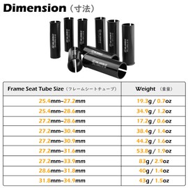 TRIWONDER Bike Seat Post Adapter Shim Bicycle Seatpost Tube Adapter 25.4 27.2 28.6 30.4 30.9 31.6 33.9 31.8 34.9mm Reducing Sleeve Shim for Mountain Road Bike (27.2 to 28.6mm)