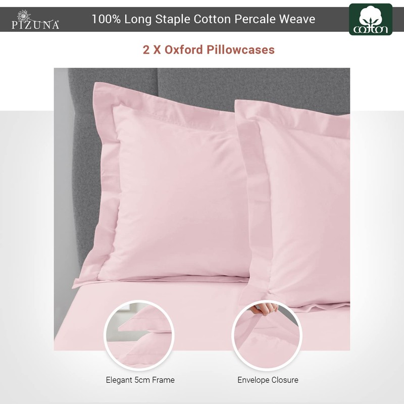 Cotton Light Pink Standard Percale Pillow Cases 2 Pack, 100%