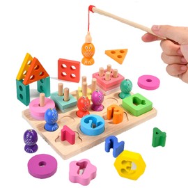 Merabufa Montessori Toys for1 2 3 4 5Years Old Toddler Boys Girls, Wooden Stacking Toy for Toddlers, Durable, Smooth Wooden Blocks for Toddlers Preschool Motor Skills Toy Birthday Gift for Baby