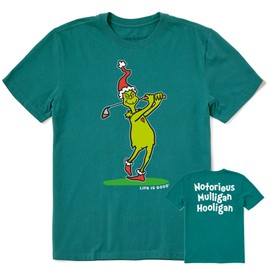 Life is Good Standard Men Short Sleeve Crusher Tee Grinch Mulligan Hooligan Spruce Green, Large