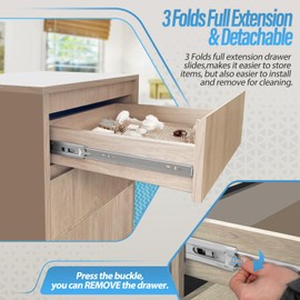 BAIDICE 1 Pair Stainless Steel Full Extension Ball Bearing Drawer Slides 8 10 12 14 16 18 20 22 24 Inch 100 LB Load Capacity Side Mount Cabinet Rails Dresser Metal Runners Kitchen Slider Glides