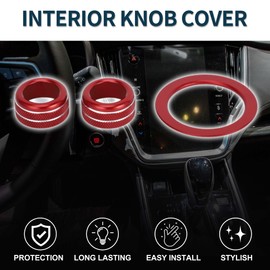 TUCKBOLD Media Volume Tuned Engine Start Button Control Switch Knob Cover Ring for Subaru Cross-Trek Impreza 2004-2005 Heavy Duty | Interior Decal Trim Red 3pcs