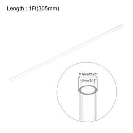 sourcing map 2pcs Clear Rigid Tubing Pipe 5mm(3/16") ID x 7mm OD 1Ft(305mm) Round Plastic Polycarbonate Tube