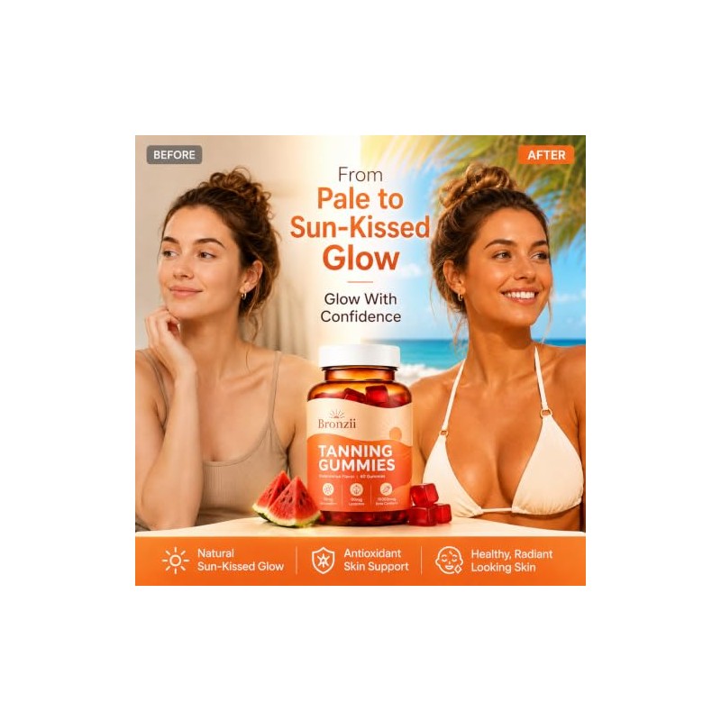 Bronzii Gomitas Bronceadoras, Gomitas Bronceadoras para Mujer, 60 Gomitas