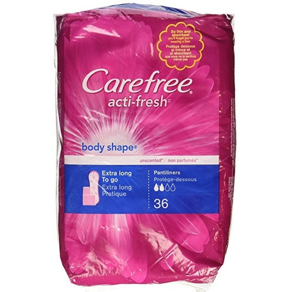 Carefree Pantiliners, to Go, Extra Long, Unscented 36 ct (Pack of 8)