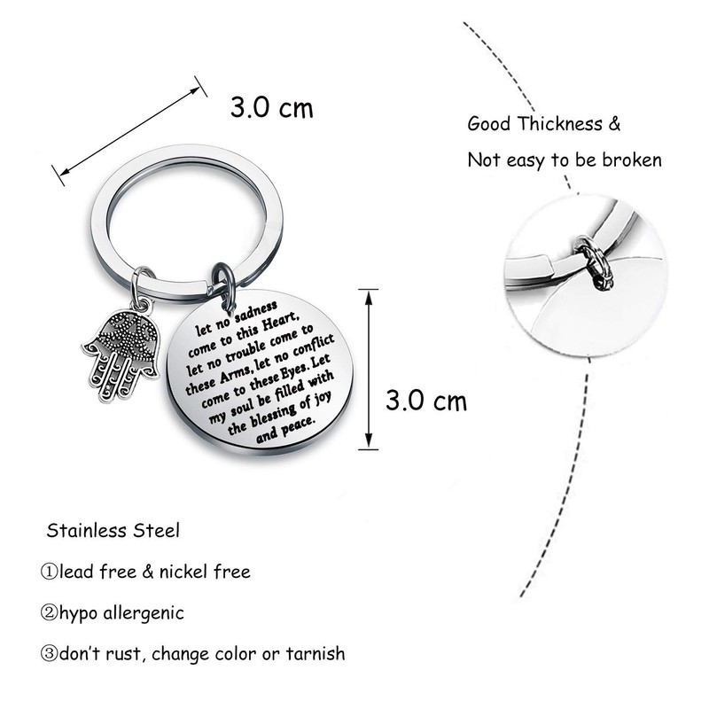 Gzrlyf Hand of Hamsa Keychain Let No Sadness Come to