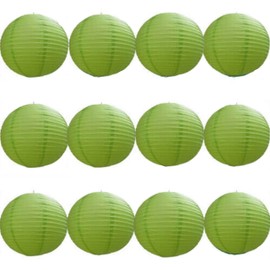 A Liittle Tree 12 PCs Round Paper Lanterns Lamp Shade Wedding Party Christmas New Year (Lime, 8")