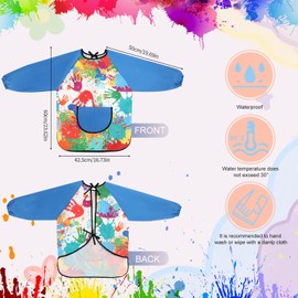 GSrenyu Kids Painting Apron, Waterproof Child Art Smock with Pocket, Long Sleeve Children's Art Apron for Painting,Cooking,Eating,Arts Children Ages 3-8（Blue）