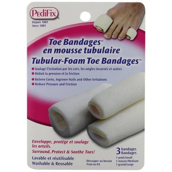 Pedifix Tubular-Foam Toe Bandages -#P337-Small - Pack of 3