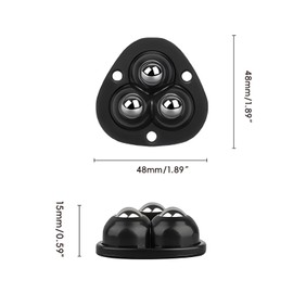 LVYKING 8 Pcs Self Adhesive Mini Adhesive Caster Wheels, 360° Swivel Universal Wheels, Stainless Steel Ball Transfer Roller for Small Appliances Storage Box Furniture Use (Black)