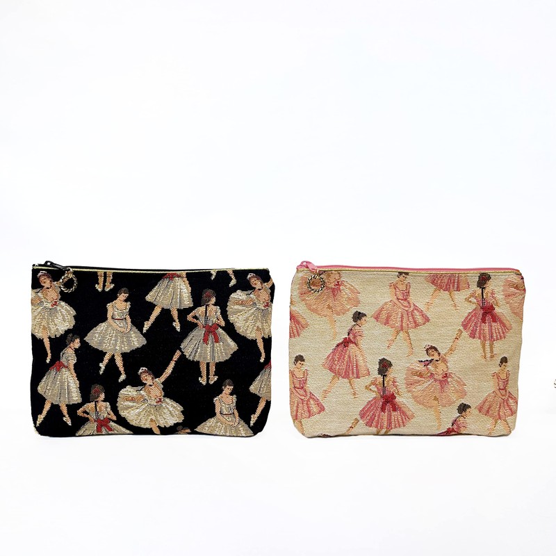 Ballerina Gobelin Square Pouch, Made in Japan, beige