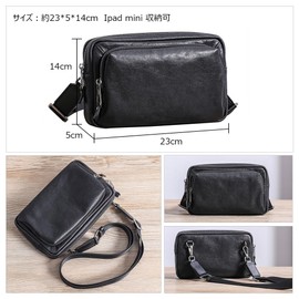 Whatna Antique Textured Tanned Cow Leather One-Shoulder Men's Bag, 3-Way Clutch Shoulder Bag, Body Crossbody Bag, Second Bag, Small, Wedding Bag, Business, Formal, Funerals, Bag, For Men, Black B