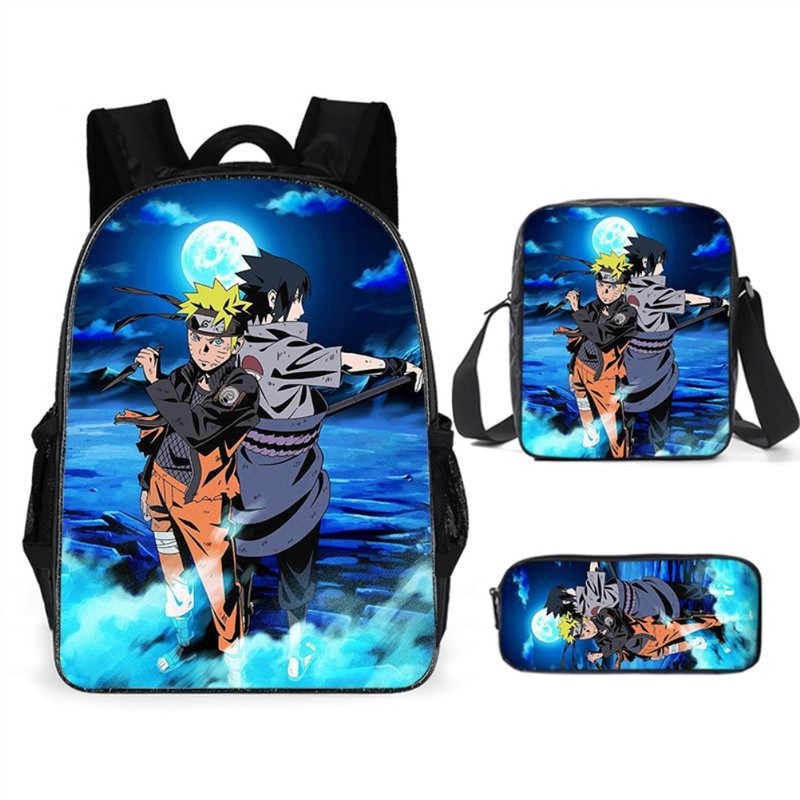 3Pcs Anime Kid Bookbags Set Cartoon Backpack with Messenger Bag