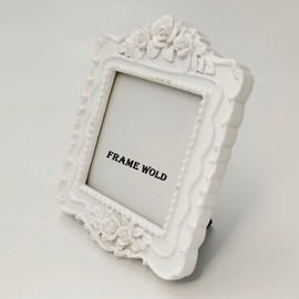 FRAMEWOLD Resin Picture Frame 3x3 Square European Style Resin and Wood Frame Creativity Design（Milky White）