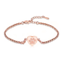 QGJNSGC Pet Paw Urn Bracelet for Ashes Heart Cremation Jewelry Bracelet Ashes Bracelets for Men Women Memorial Keepsake Bangle Bracelet for Human Pet (Rose gold)