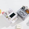 HornTide 5-in-1 Tissue Box 7.8inch Multifunction Countertop Organizer 3X Compartments