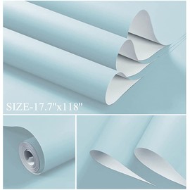 Dimoon Wallpaper 78.7"x17.7" Light Blue Peel and Stick Wallpaper Waterproof Blue Contact Paper Solid Pure Blue Self Adhesive Wallpaper Removable Wallpaper Wall Paper Textured Shelf Drawer Vinyl Roll