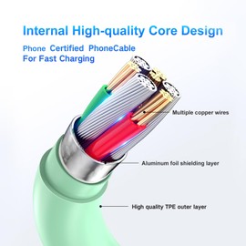 Dayaoncy Compatible with USB A Charger Fast Charging, 20W USB C Wall Charger with 3Pack 10FT USB C Cable Phone Cable Fast Charging Compatible with Phone 14/13/12/12 Pro Max/11 Green