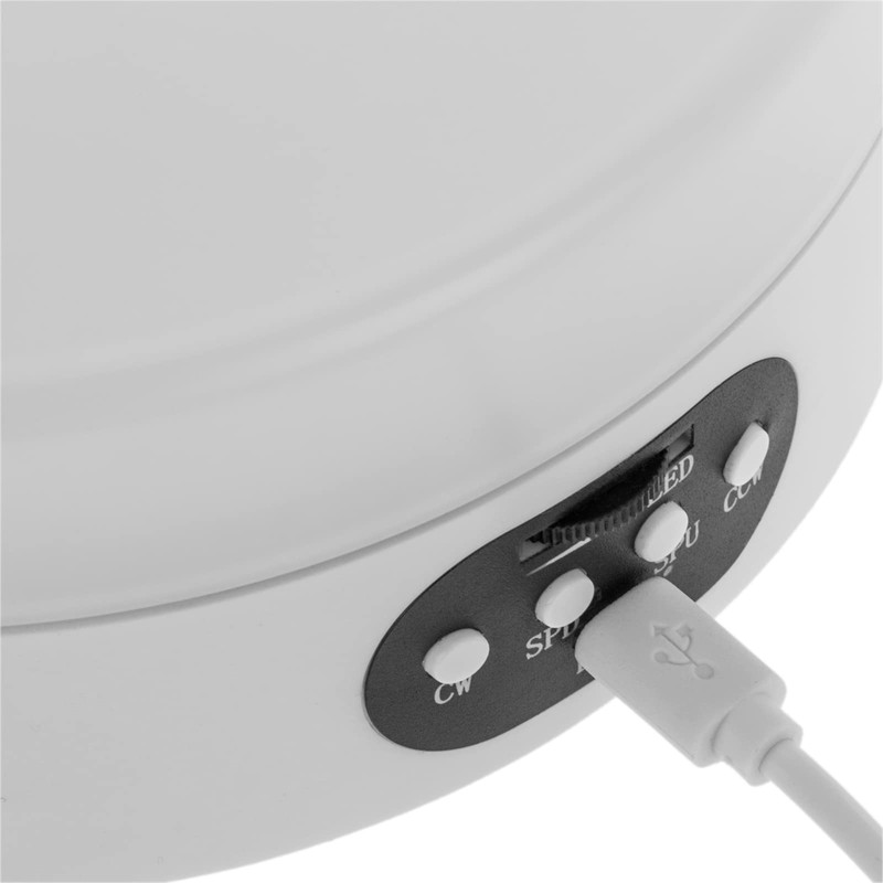 PrimeMatik - Electric Turntable 16 cm White with LED Lighting