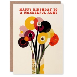 Artery8 Aunt Happy Birthday Card Cheerful Spring Flower Blooms Flowers Bright Fun Abstract For Her Greeting Card