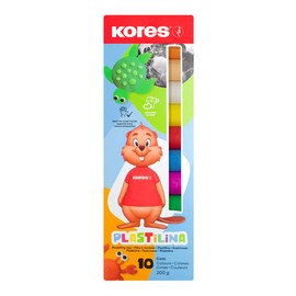 Kores - Plastilina: Plastilin Knetmasse für Kinder, Sanftes und Leichtes Modellieren, Waschbar und Ungiftig, Set aus 10 Farben x 20g