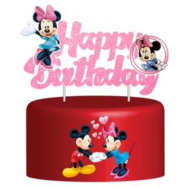 Cartoon Cupcake Toppers, Happy Birthday Cupcake Toppers for Kid Girl Boy Birthday Party Decorations Supplies (Pink)