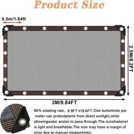 Shade Net 2.5 x 3 m, Sun Protection Net with Eyelets, Privacy Screen Fabric, 90% Shading Effect, Sun Protection Net Greenhouse, Shade Net Garden, Sun Protection Net, Black
