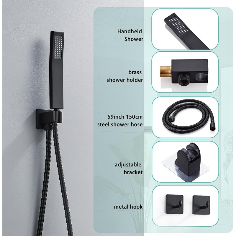 RTOBWEYE 8 Inch Shower Faucet Set, Ceiling Mounted Rainfall Shower