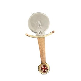 Pizza cutter Templer with (SS Blade) Sword Design Handle, Premium Wood Straight Blade