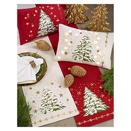 Occasion Gallery Red Christmas Tree Holiday Table Runner 13" X 72" Rectangular, 100% Polyester