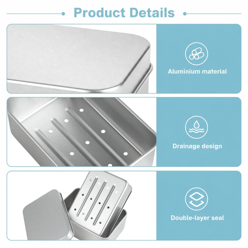 3pcs Soap Tin, 180 ml/150 ml, Aluminum, with 3 Soap