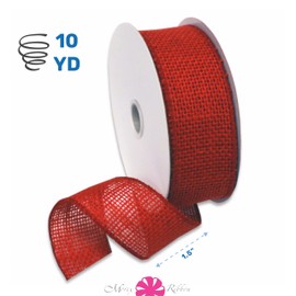 Morex Ribbon Burlap Wired Ribbon, 1-1/2-Inch by 10-Yard Spool, Rose Red