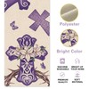 Uruney Christian Easter Cross Chinoiserie Table Runner, Religious Purple Kitchen